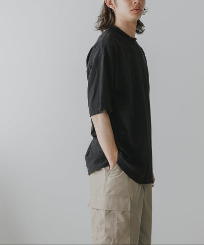 Los Angeles Apparel / S/S Garment Dye CrewNeck 6.5oz [BLACK]
