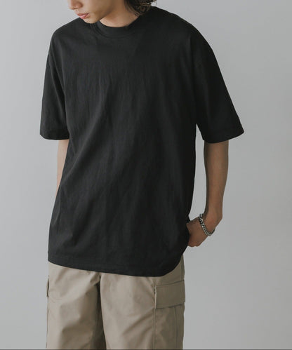 Los Angeles Apparel / S/S Garment Dye CrewNeck 6.5oz [BLACK]