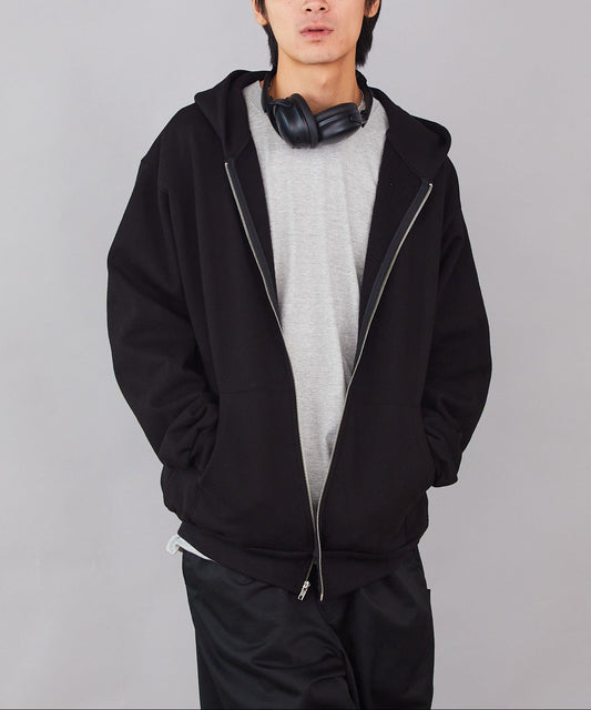 Los Angeles Apparel / 14OZ. HEAVY FLEECE ZIP UP HOODED SWEATSHIRT [BLACK]