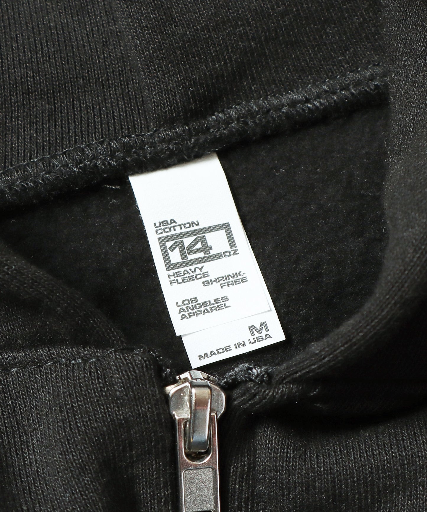 Los Angeles Apparel / 14OZ. HEAVY FLEECE ZIP UP HOODED SWEATSHIRT [BLACK]