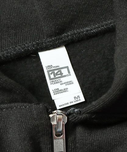 Los Angeles Apparel / 14OZ. HEAVY FLEECE ZIP UP HOODED SWEATSHIRT [BLACK]