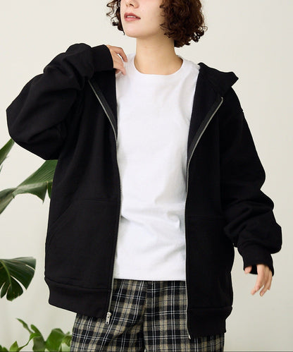 Los Angeles Apparel / 14OZ. HEAVY FLEECE ZIP UP HOODED SWEATSHIRT [BLACK]
