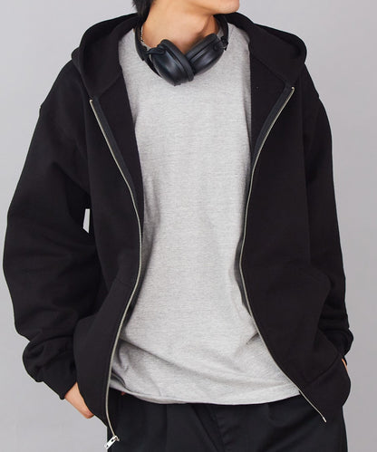 Los Angeles Apparel / 14OZ. HEAVY FLEECE ZIP UP HOODED SWEATSHIRT [BLACK]