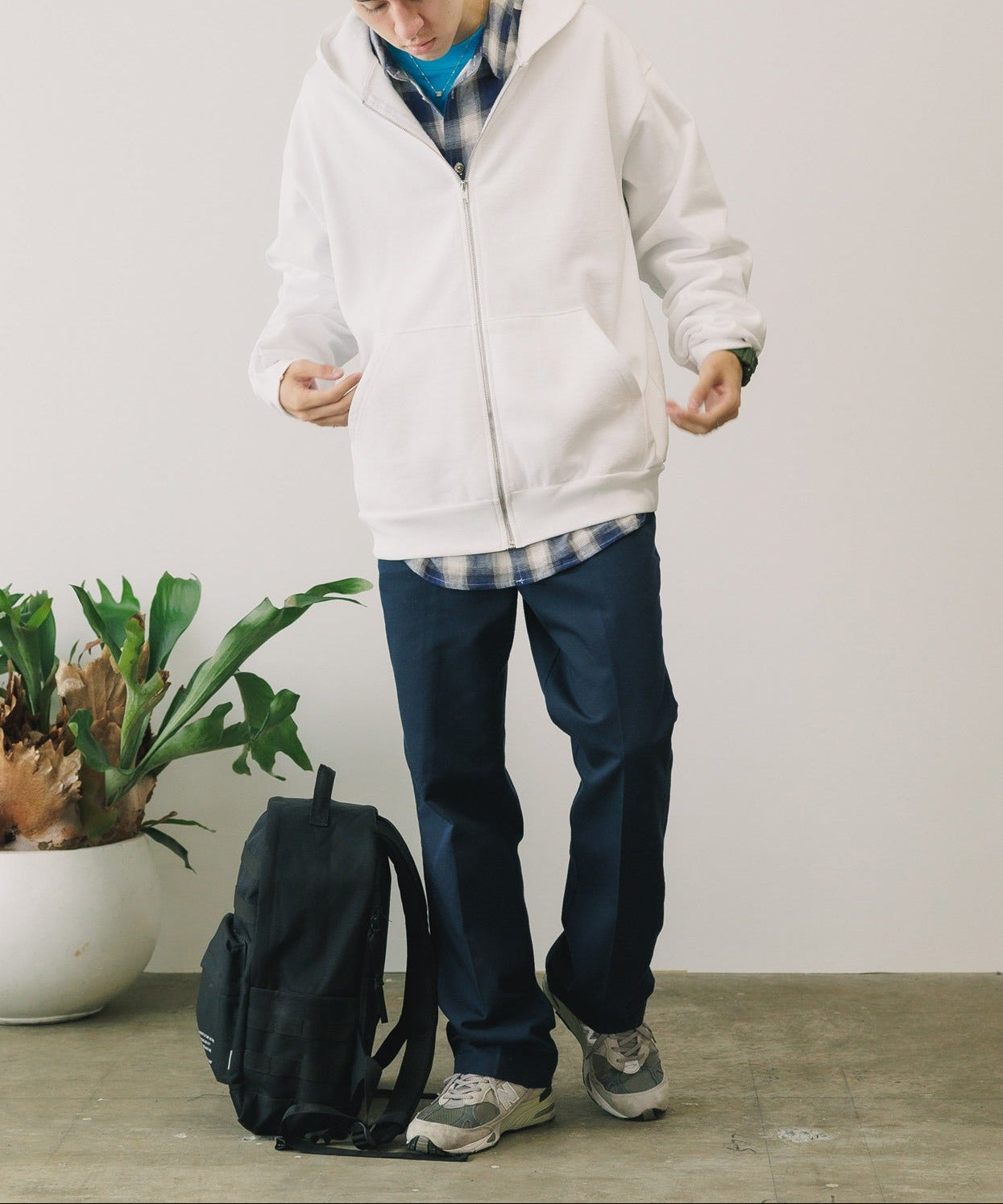 Los Angeles Apparel / 14OZ. HEAVY FLEECE ZIP UP HOODED SWEATSHIRT [WHITE]