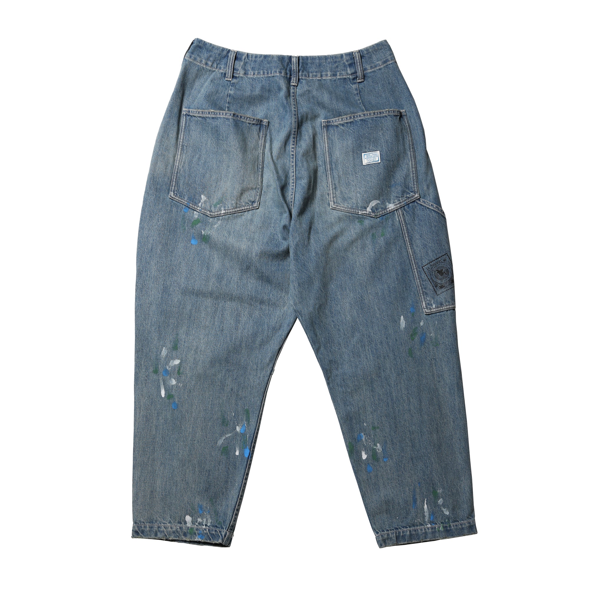 STAMPED DENIM SARROUEL PANTS