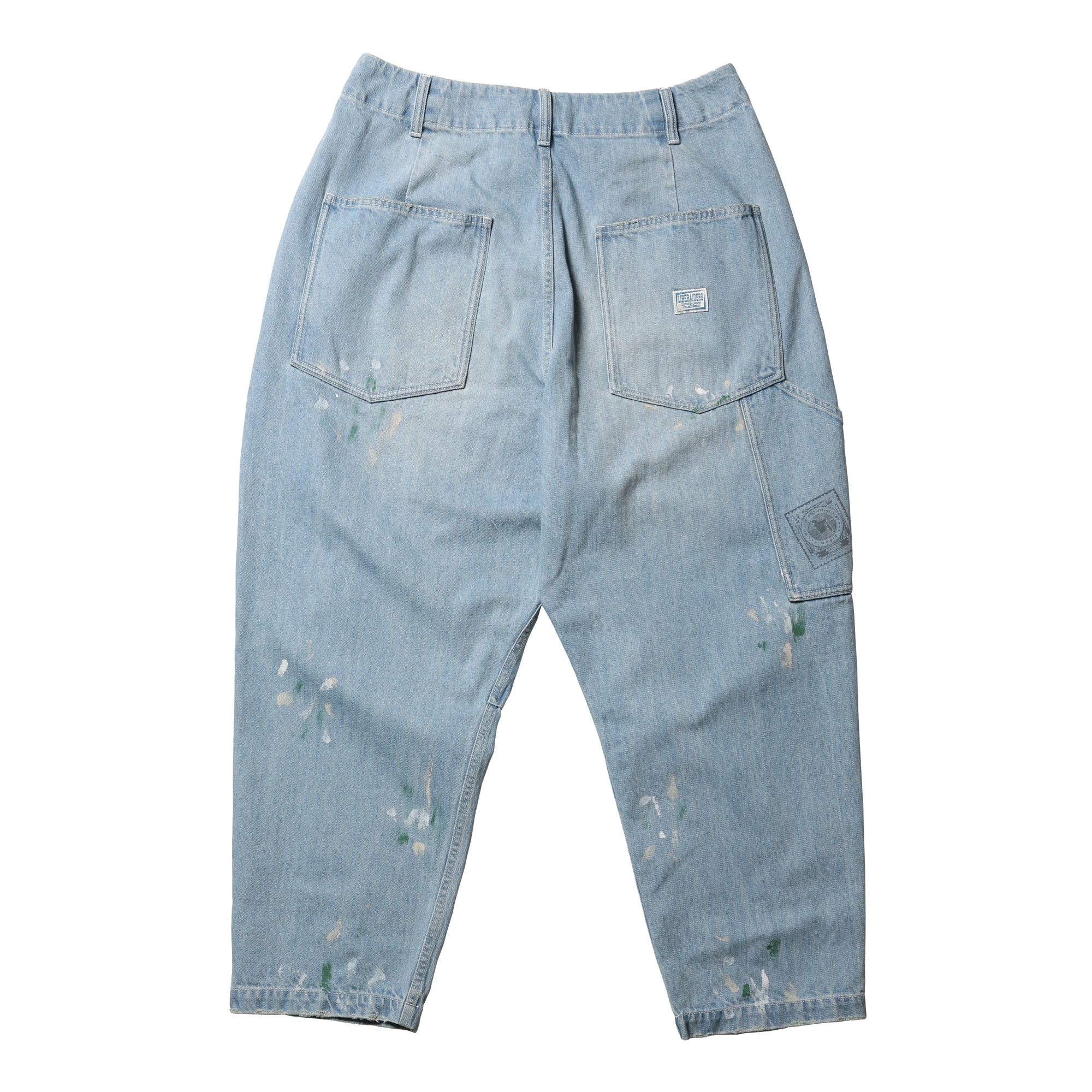 STAMPED DENIM SARROUEL PANTS