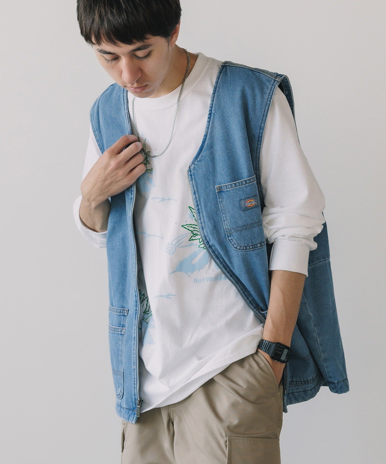 Dickies / DENIM ZIP FRONT VEST