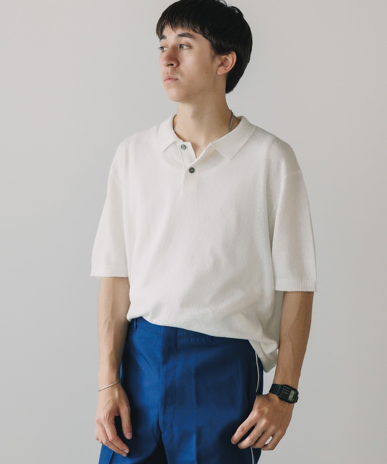 TEXTURED SS POLO SWEATER