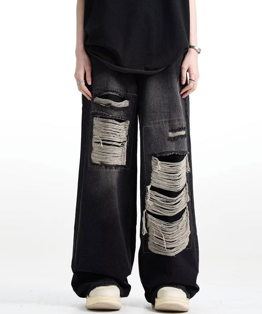 Theater cod / asymmetric crash denim pant アシメティッククラッシュデニムパンツ