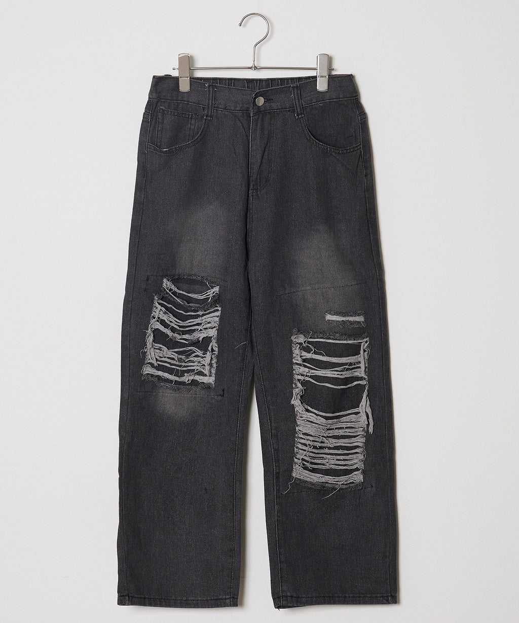 Theater cod / asymmetric crash denim pant アシメティッククラッシュデニムパンツ