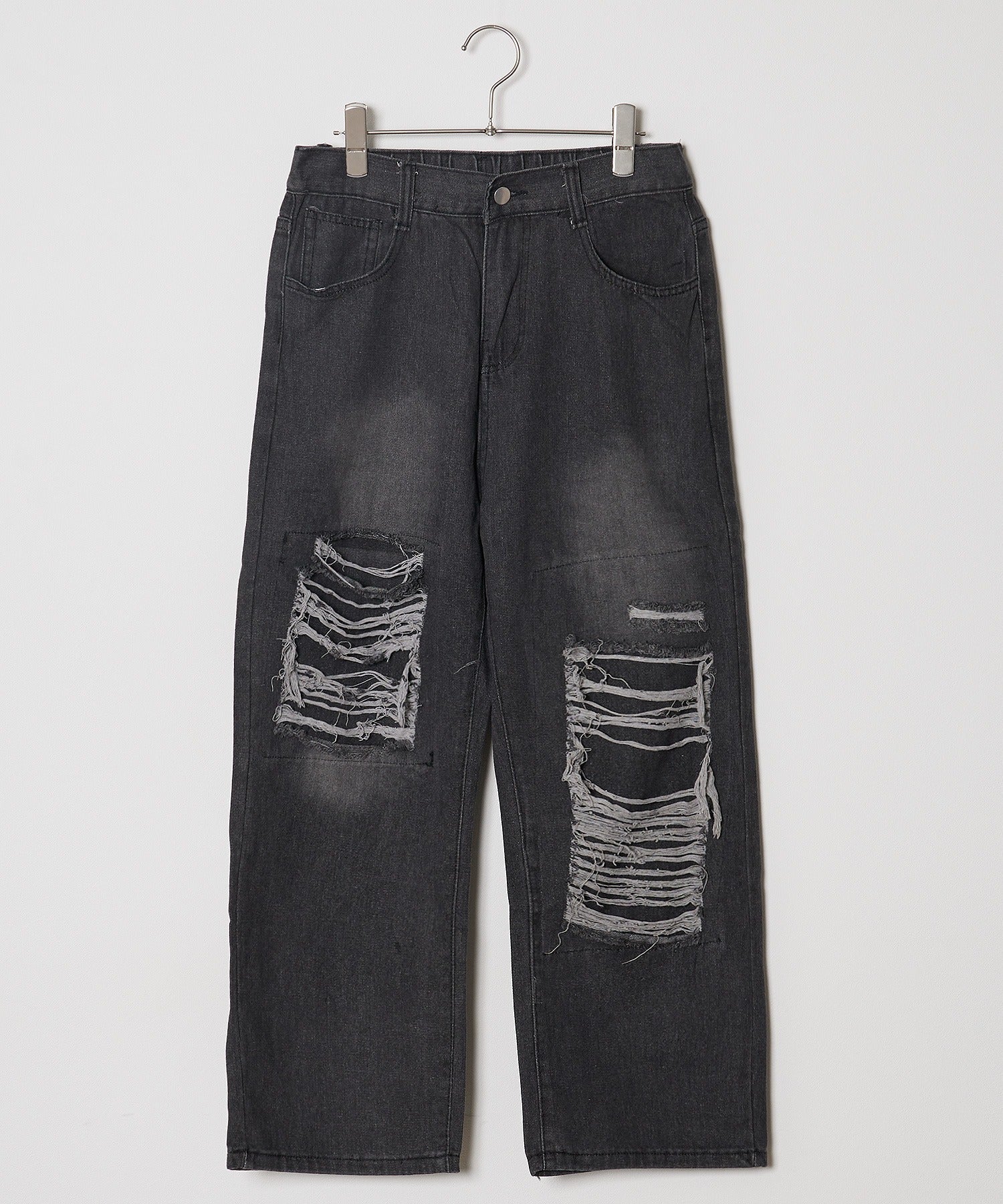 Theater cod / asymmetric crash denim pant アシメティッククラッシュデニムパンツ