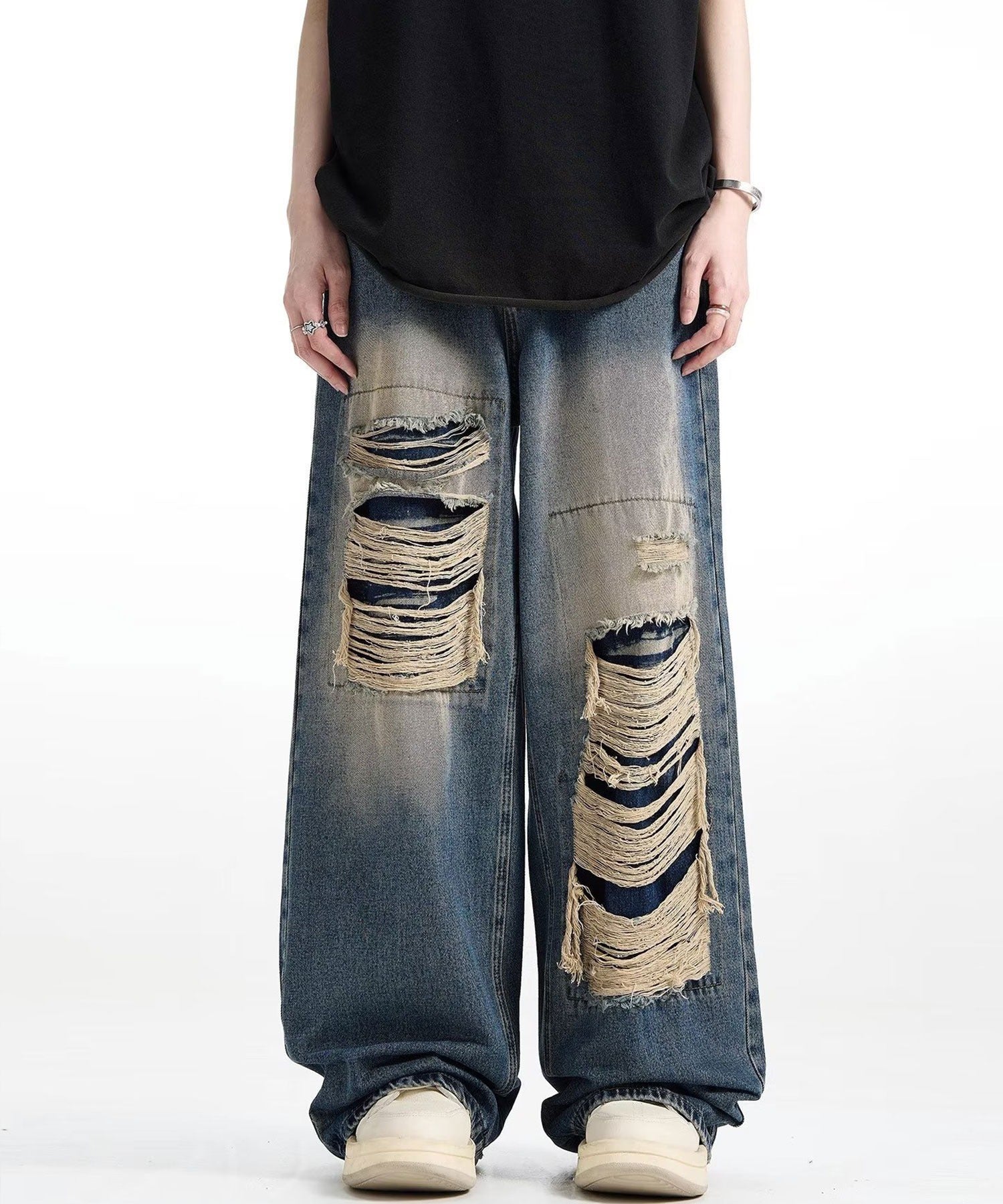 Theater cod / asymmetric crash denim pant アシメティッククラッシュデニムパンツ
