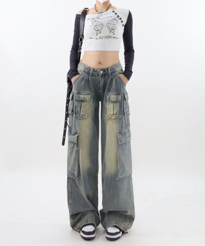 Chick / Vintage Washed Denim Cargo ウォッシュ加工カー