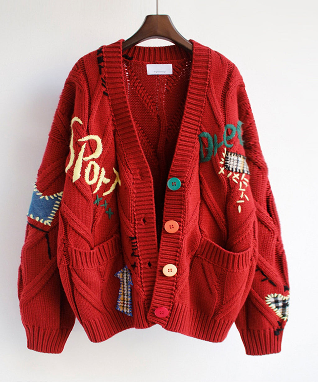 ROOPTOKYO / カラフルパッチワークニットカーディガン