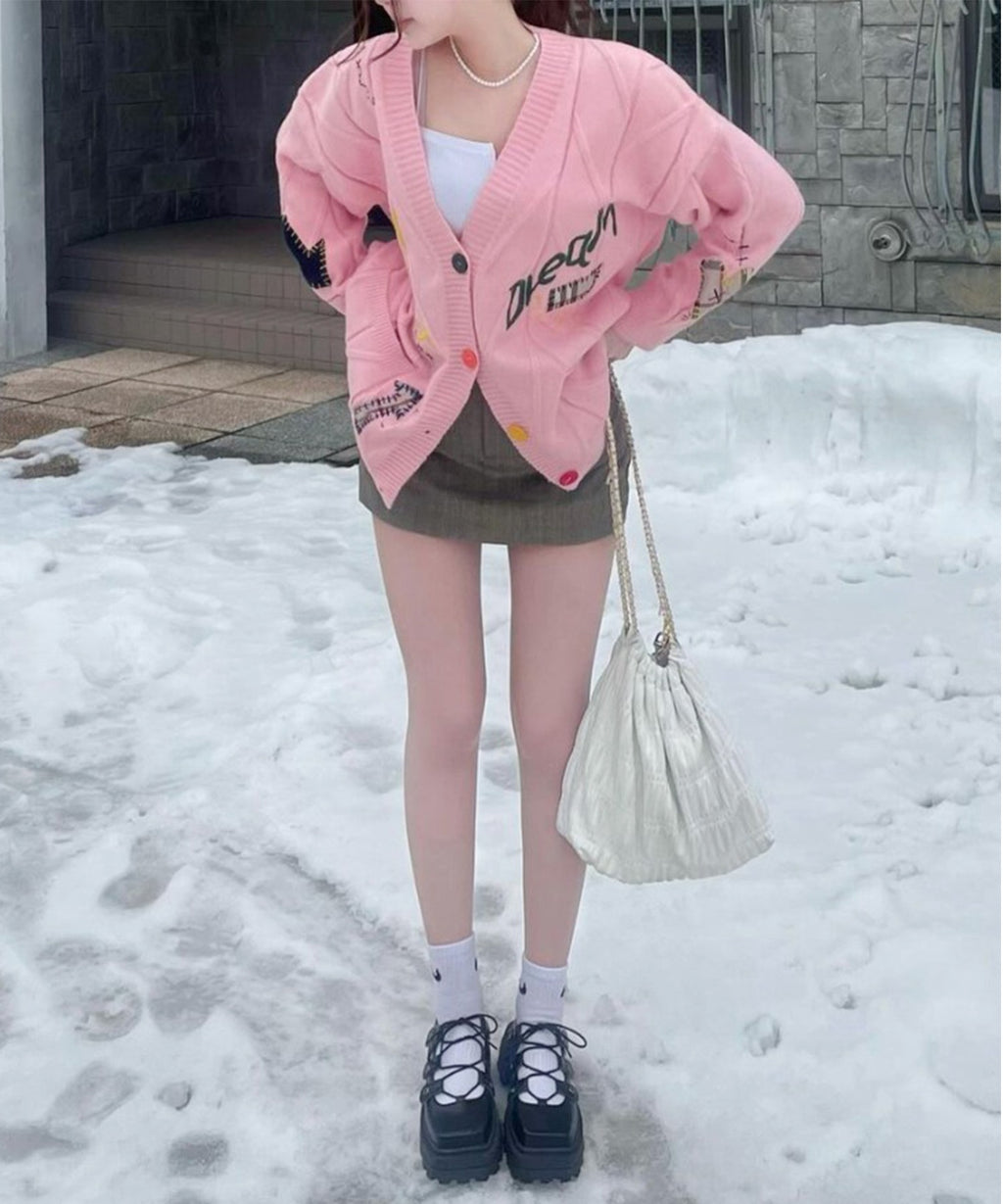 ROOPTOKYO / カラフルパッチワークニットカーディガン