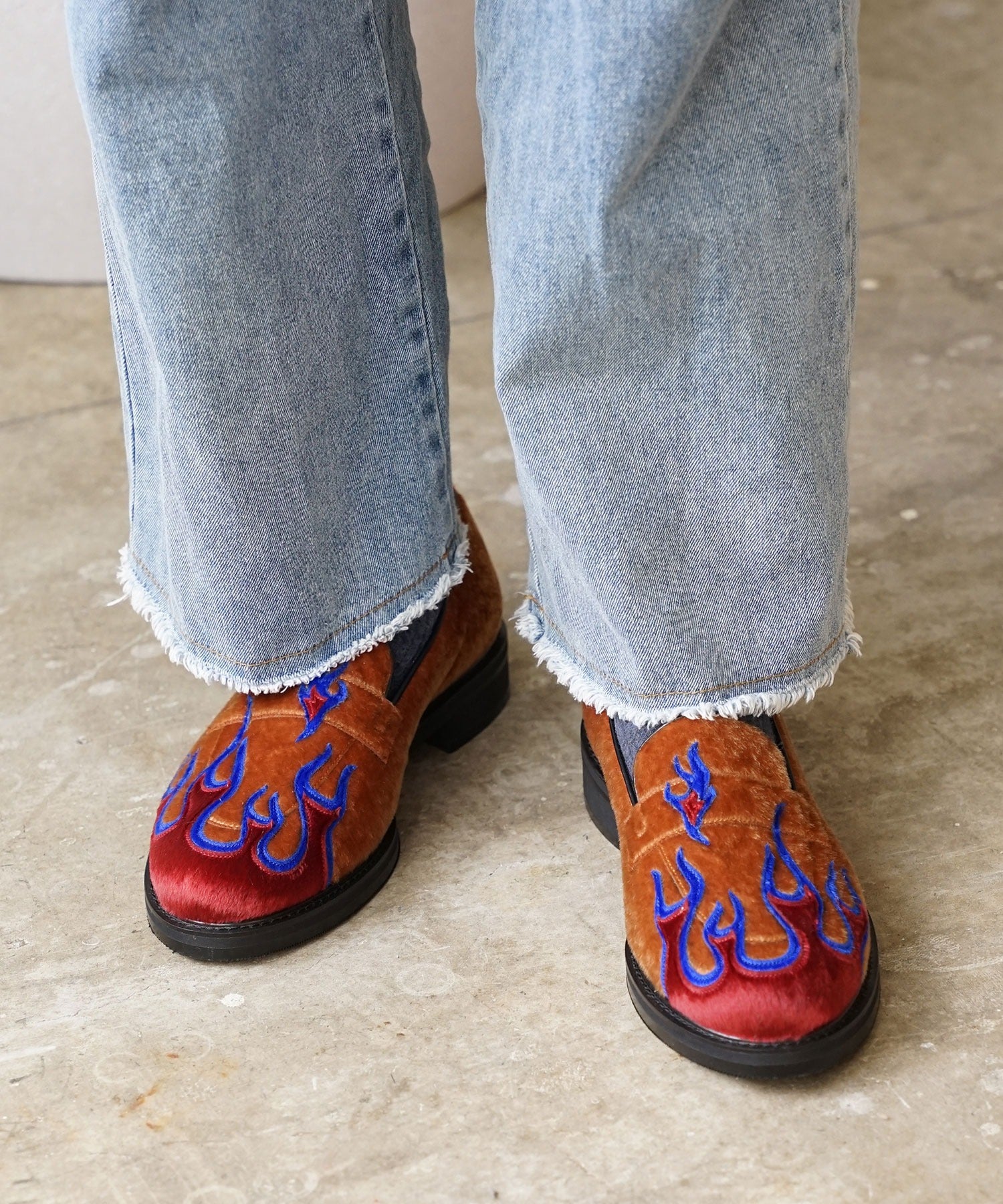 TENDER PERSON/テンダーパーソン FLAME PATTERN LOAFER