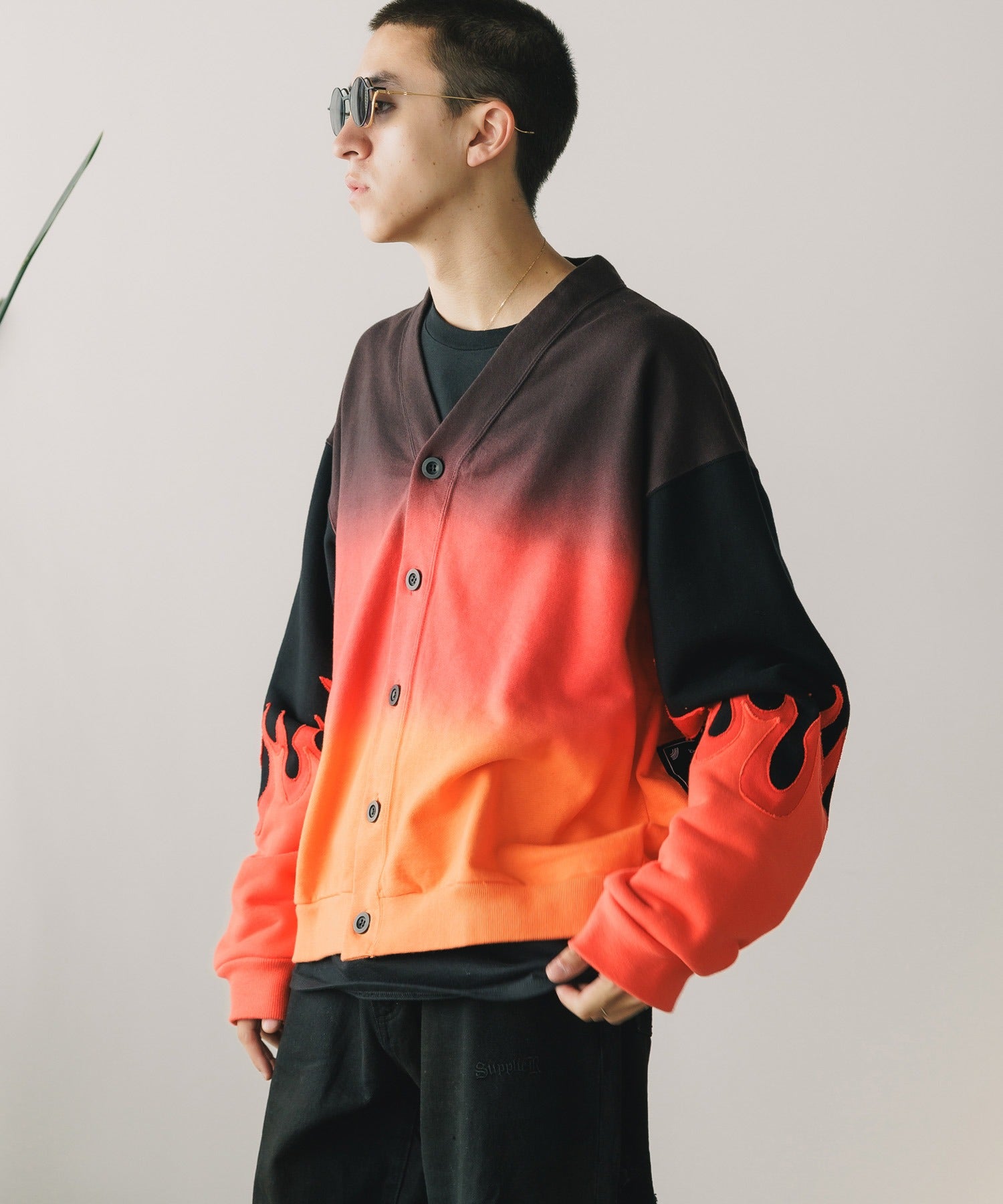 GRADATION DYE FLAME CARDIGAN