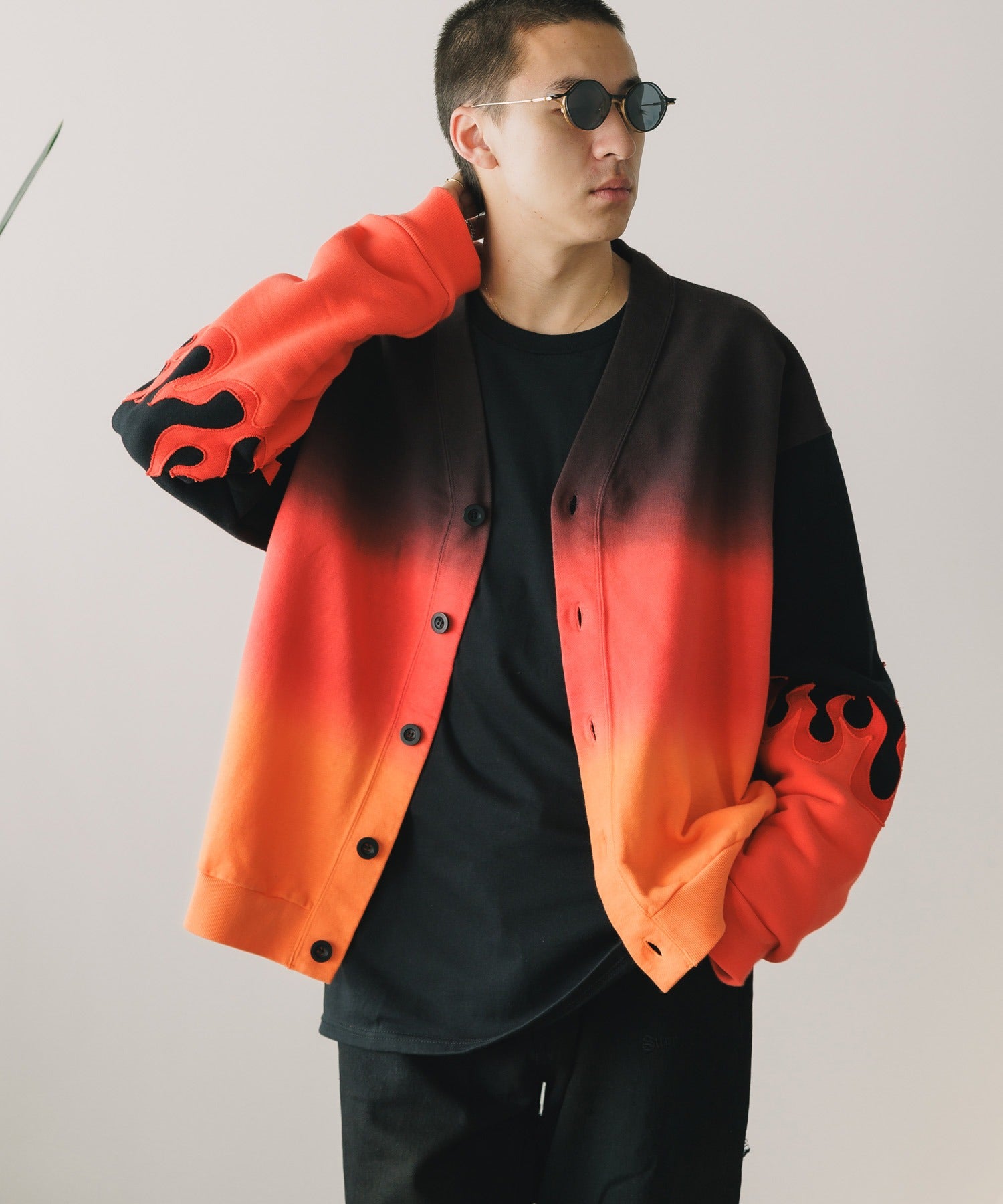 GRADATION DYE FLAME CARDIGAN