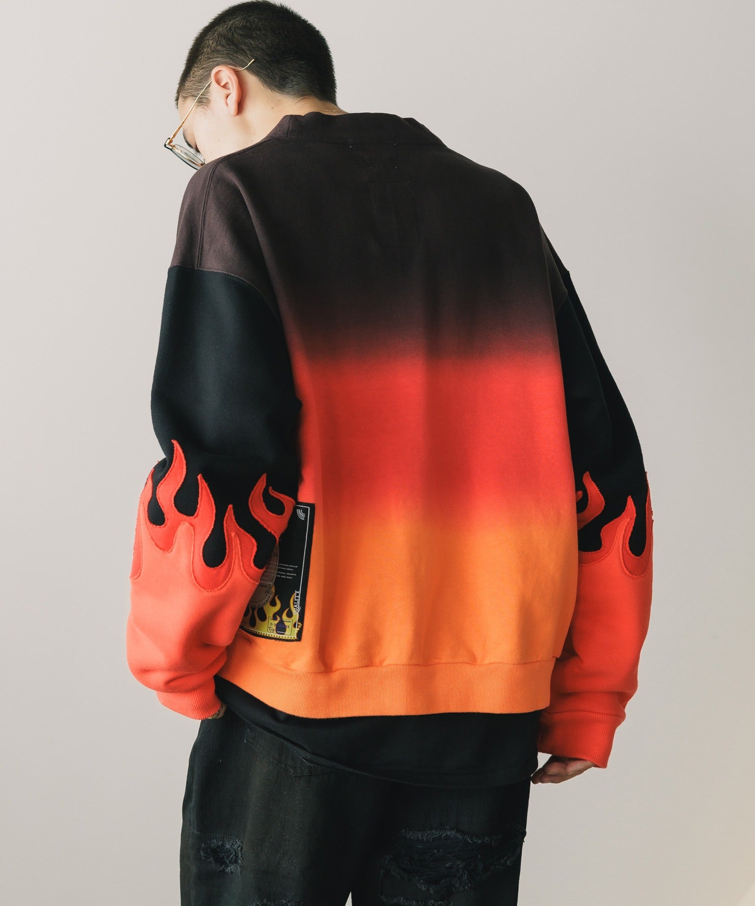 GRADATION DYE FLAME CARDIGAN