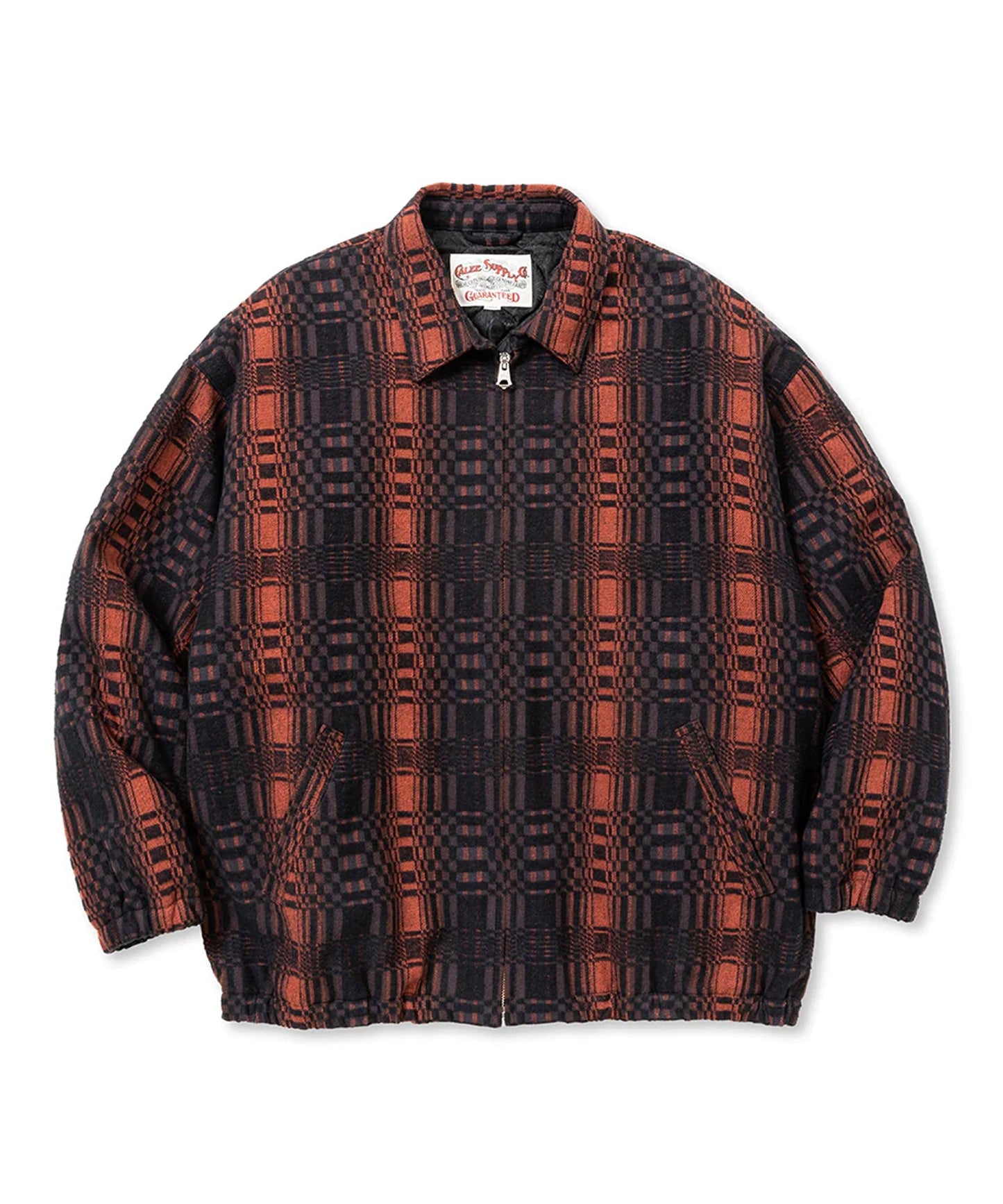 CALEE / O/S DOBBY CHECK HARRINGTON TYPE JACKET