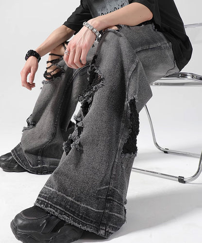 Theater code / damage flare denim pant