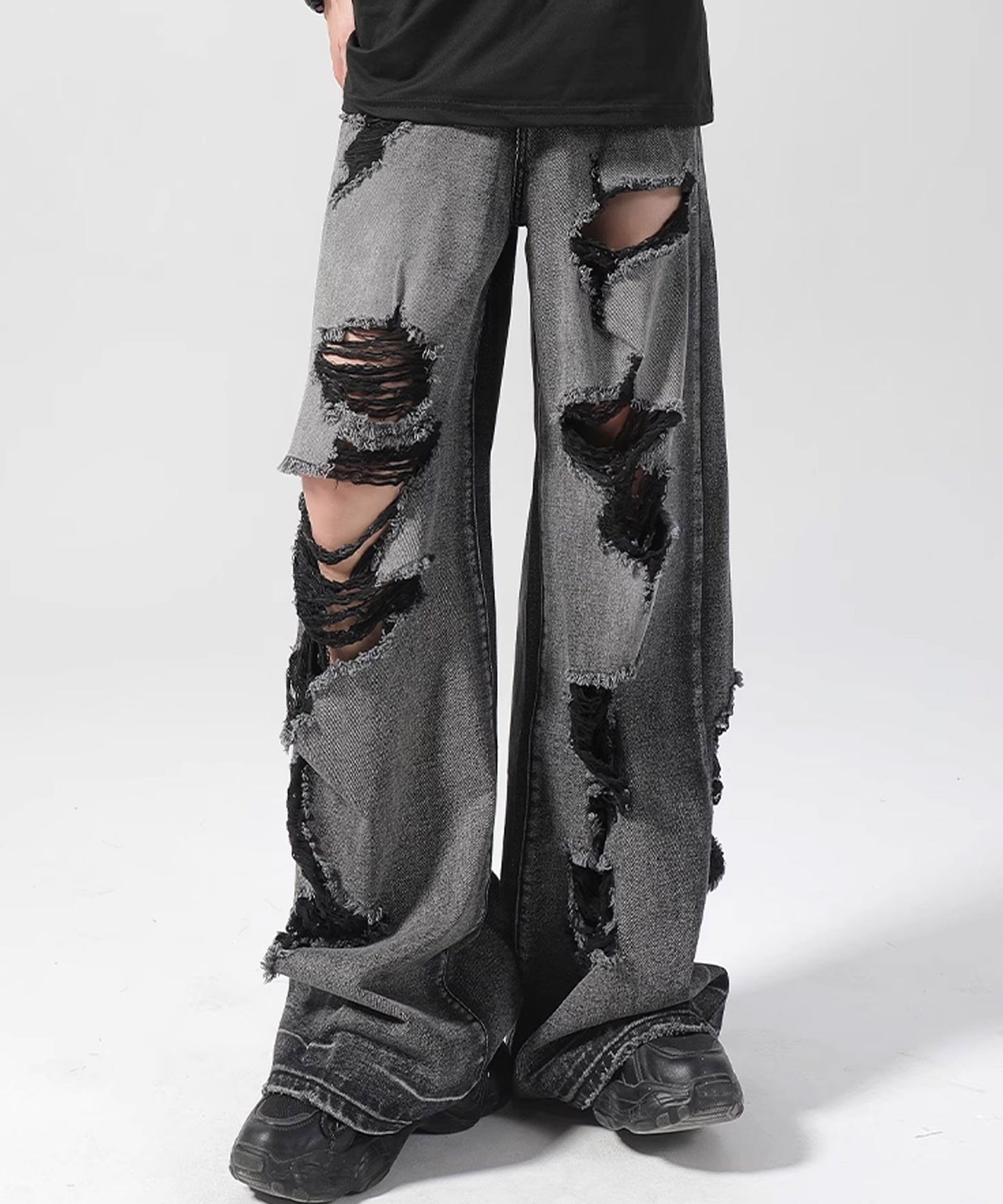 Theater code / damage flare denim pant