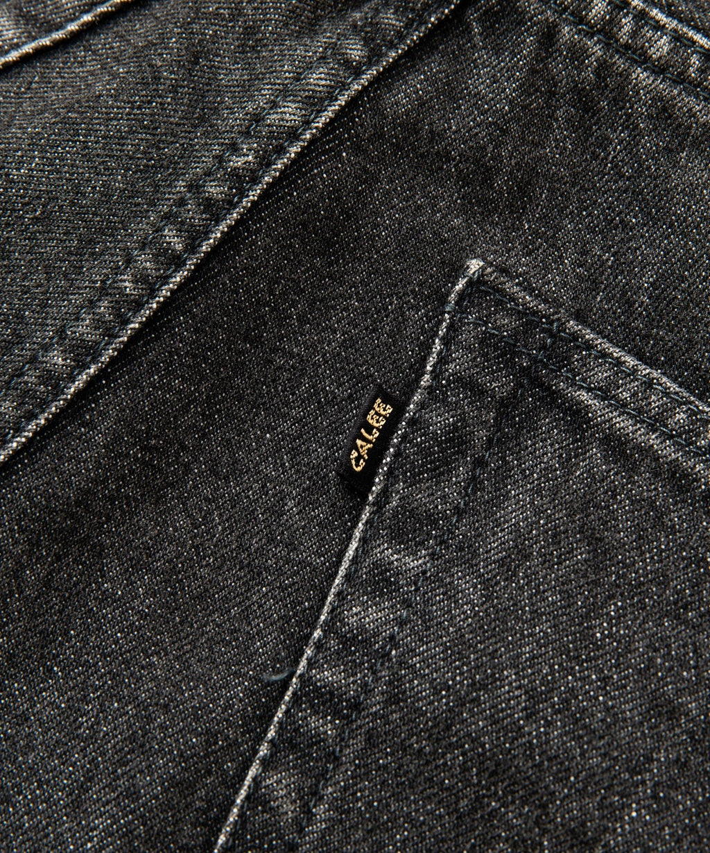 CALEE / VINTAGE REPRODUCT WIDE SILHOUETTE DENIM USED BLACK / ヴィンテージリプロダクトデニムパンツ
