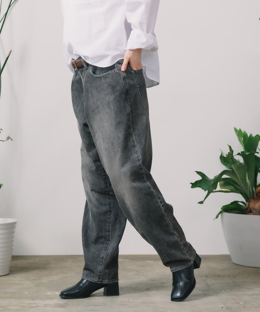 CALEE / VINTAGE REPRODUCT WIDE SILHOUETTE DENIM USED BLACK / ヴィンテージリプロダクトデニムパンツ