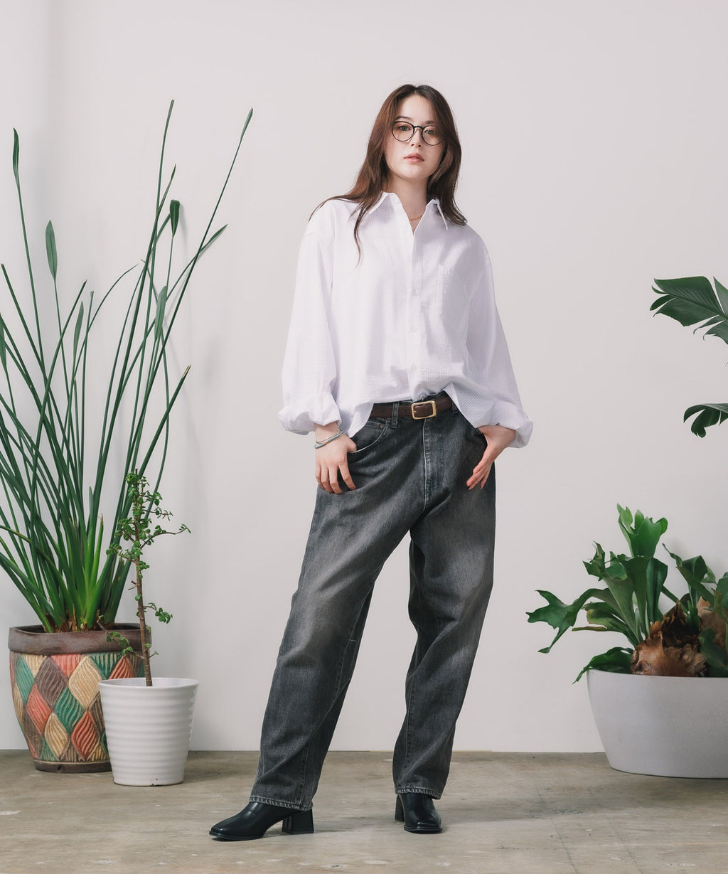 CALEE / VINTAGE REPRODUCT WIDE SILHOUETTE DENIM USED BLACK / ヴィンテージリプロダクトデニムパンツ