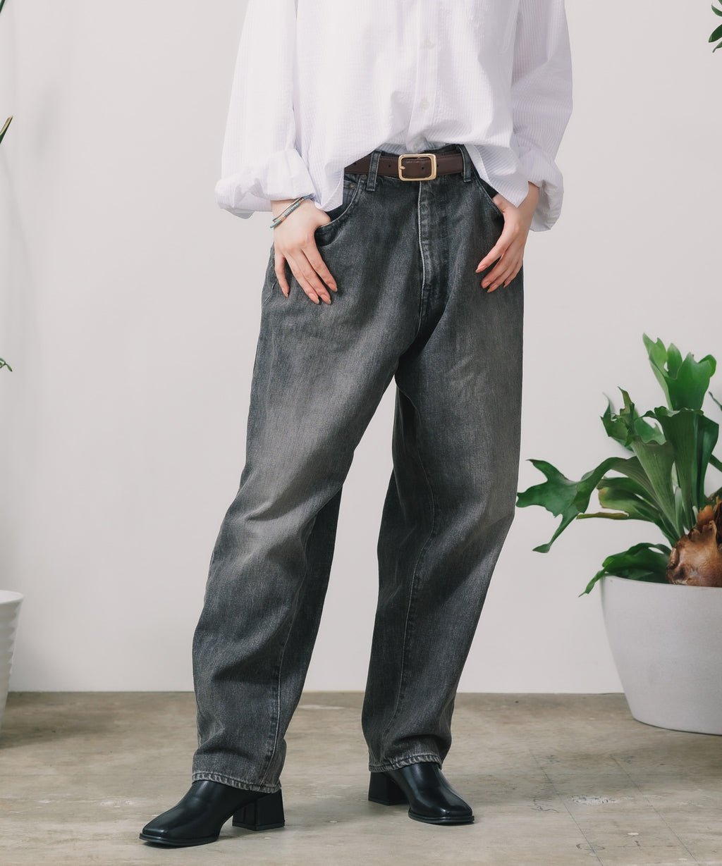 CALEE / VINTAGE REPRODUCT WIDE SILHOUETTE DENIM USED BLACK / ヴィンテージリプロダクトデニムパンツ