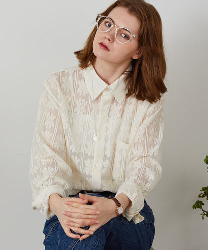 FREE MAX×Hyoma / Flower Lace Shirt
