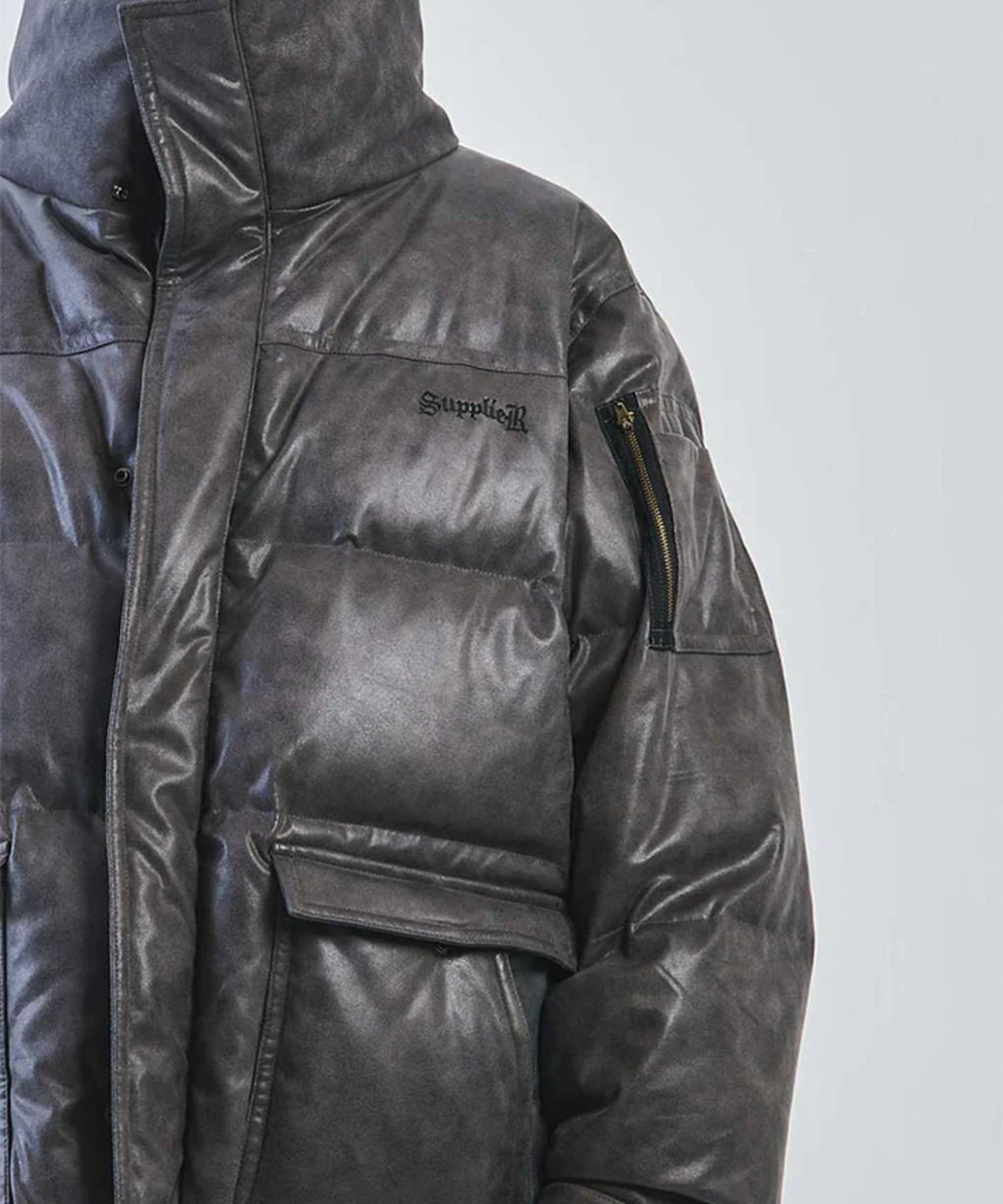 Vintage Faux Leather Puffer