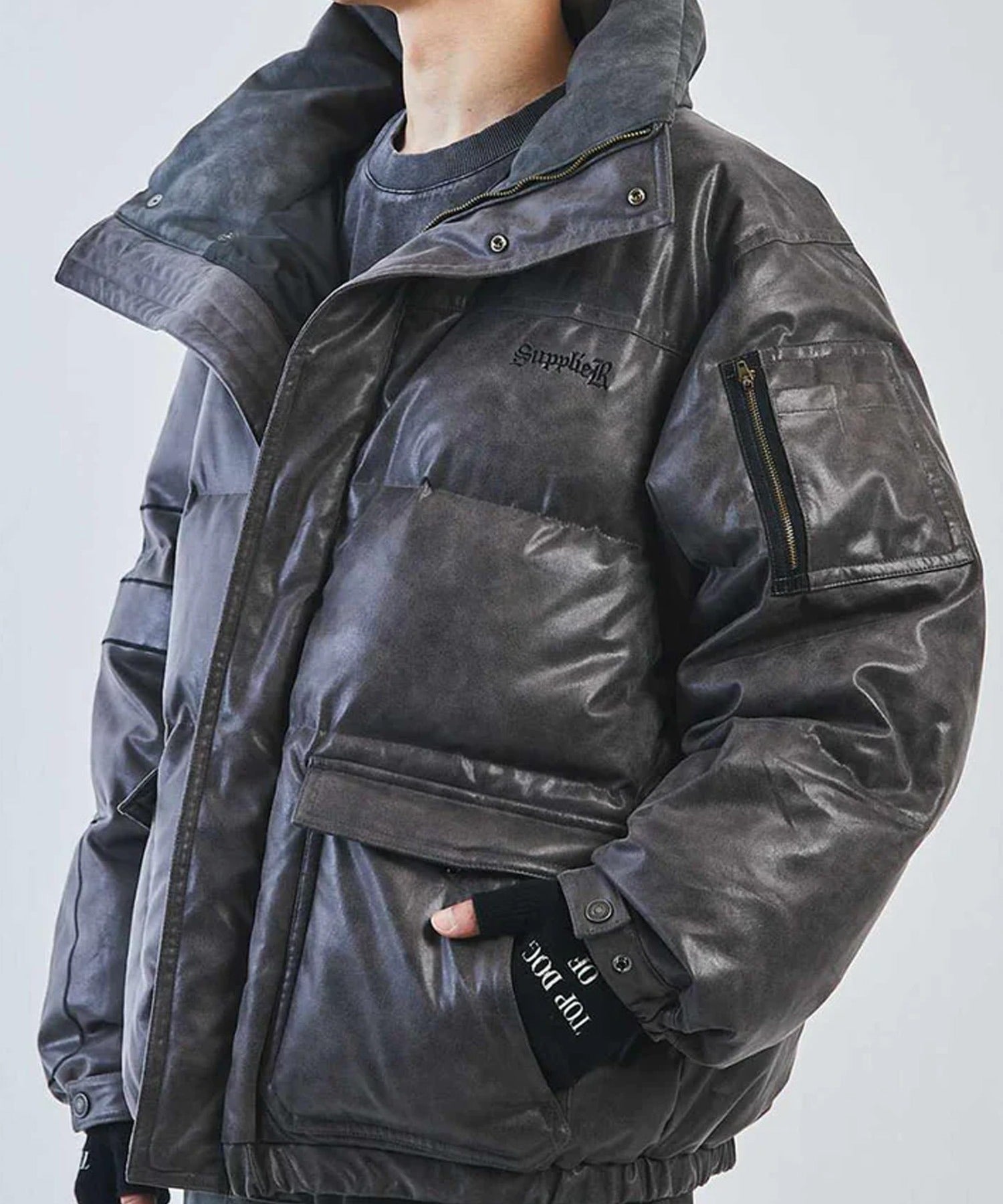 Vintage Faux Leather Puffer