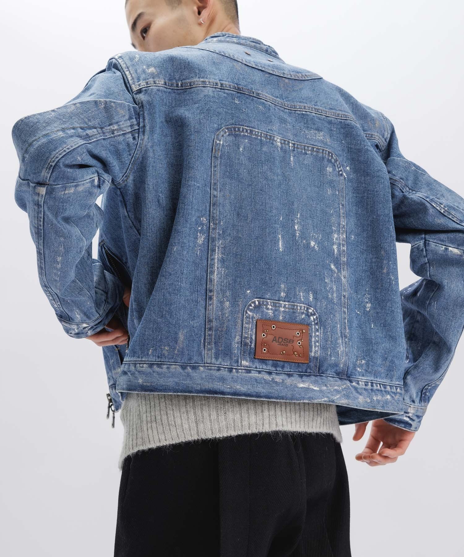 WAX COATED DENIM MOTORCYCLE JACKET
