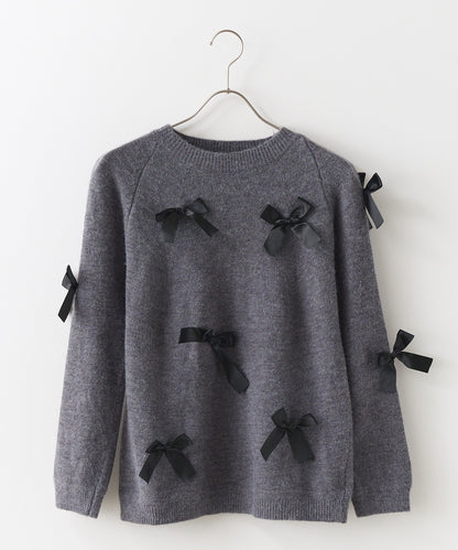 Chick / RIBBON CREW NECK KNIT リボンクルーネックニットトップス