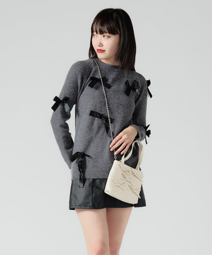 Chick / RIBBON CREW NECK KNIT リボンクルーネックニットトップス