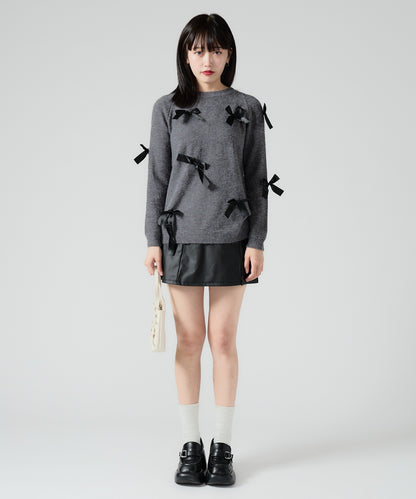 Chick / RIBBON CREW NECK KNIT リボンクルーネックニットトップス