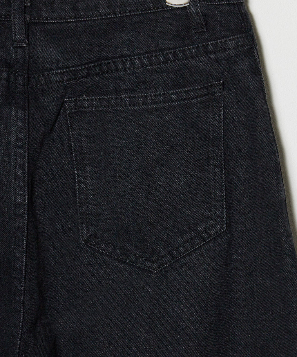 LOOSE WIDE BUGGY DENIM FRINGE DESING