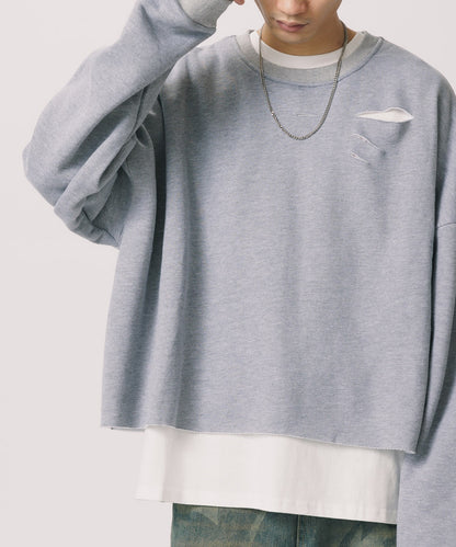 Theater code / damage cropped logo sweat ダメージ クロップド ロゴ スウェット