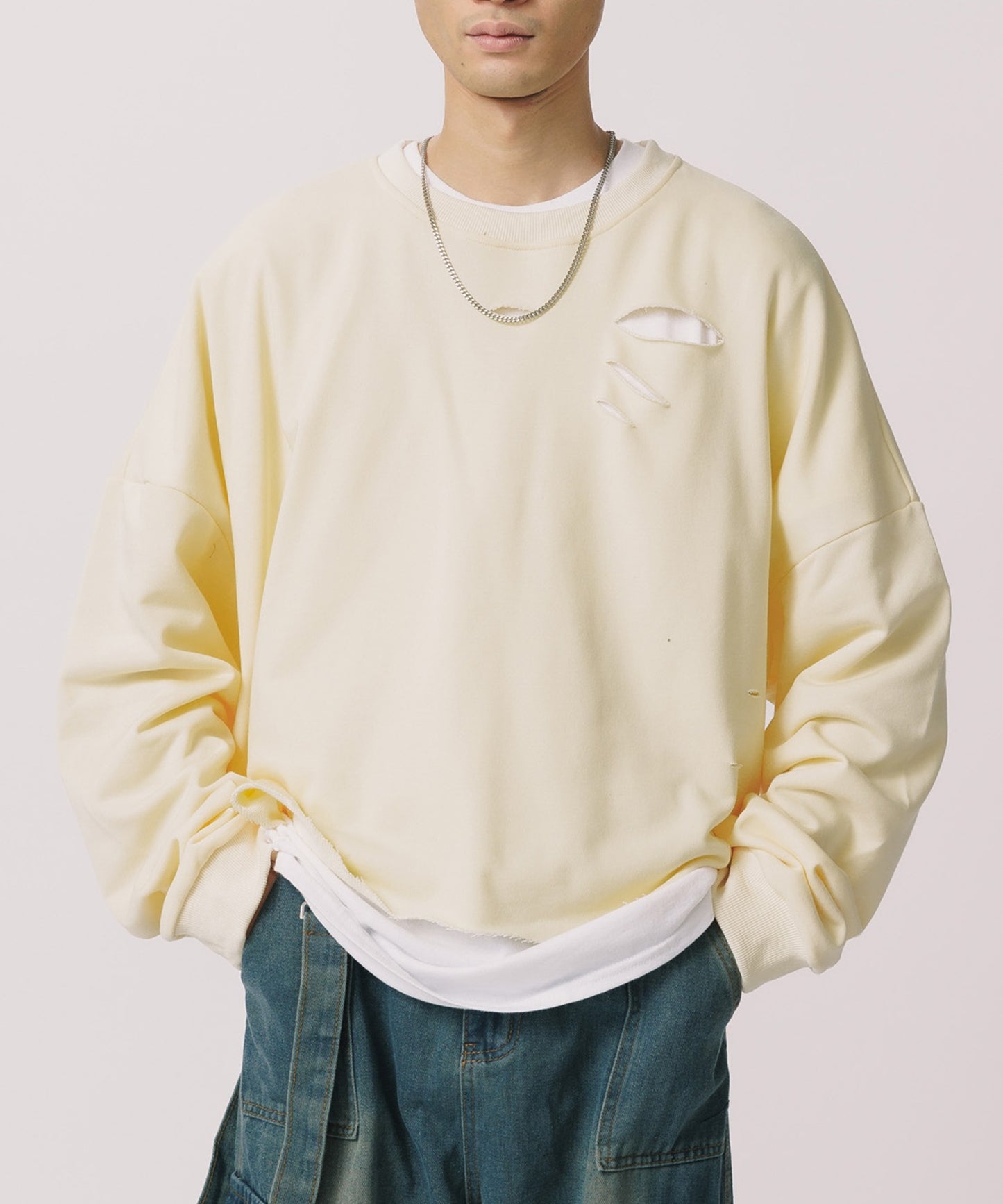 Theater code / damage cropped logo sweat ダメージ クロップド ロゴ スウェット