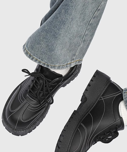 Theater code / stitch line leather sneaker