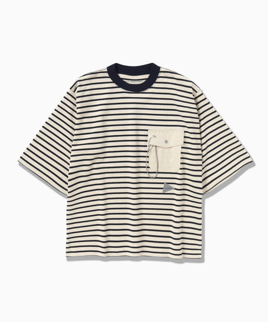 and wander / Striped pocket H/S T