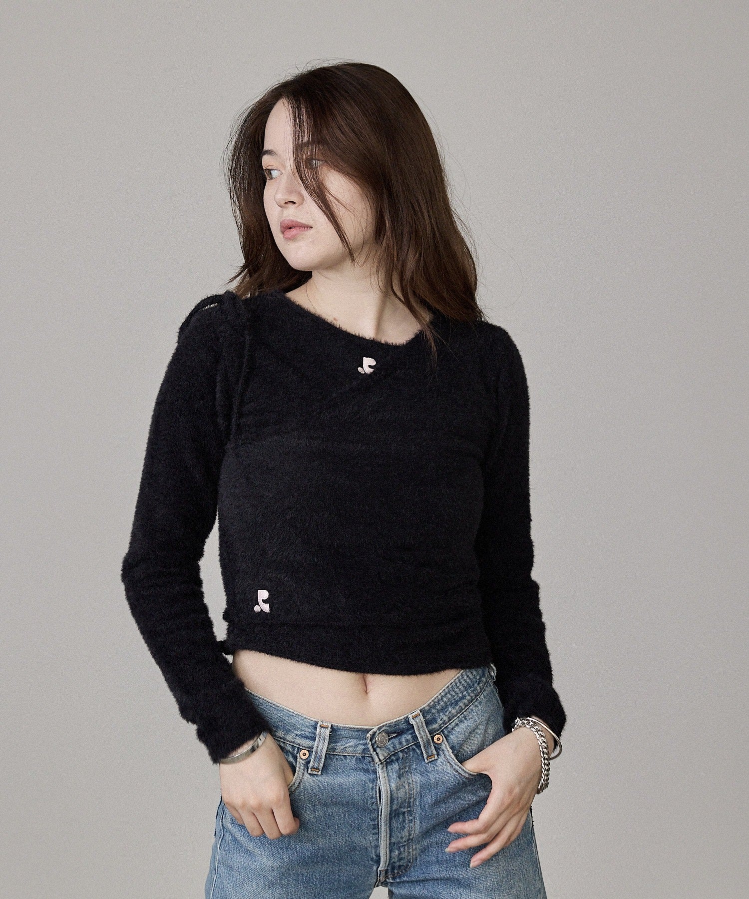 RR UNBALANCE LAYERED KNIT TOP