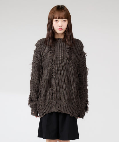 Chick / Fringe damage knit フリンジダメージニット