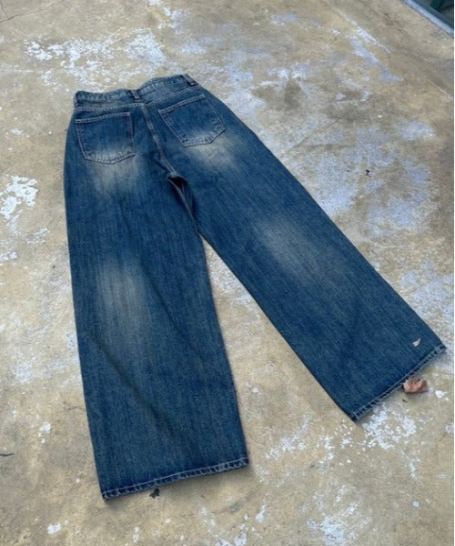 ipugo / ダメージ加工 ワイドデニムパンツ