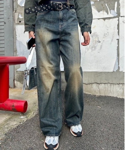 ipugo / ダメージ加工 ワイドデニムパンツ