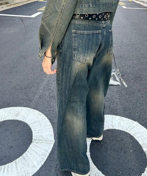 ipugo / ダメージ加工 ワイドデニムパンツ