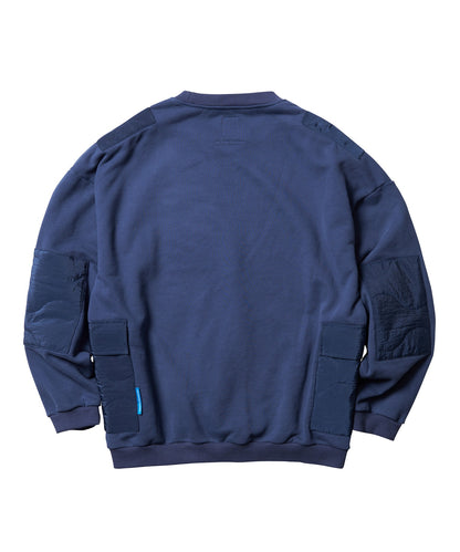 QUILTED POCKET CREWNECK