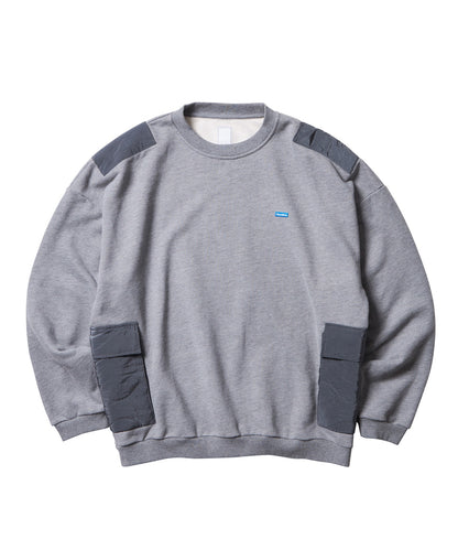 QUILTED POCKET CREWNECK