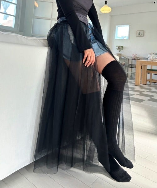 ipugo / チュール付きミニスカート